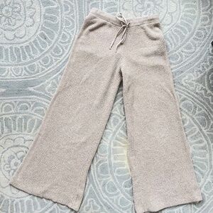Aerie Cozy Up Waffle Knit Skater Lounge Pants Women’s XS Oatmeal Cream Wide Leg